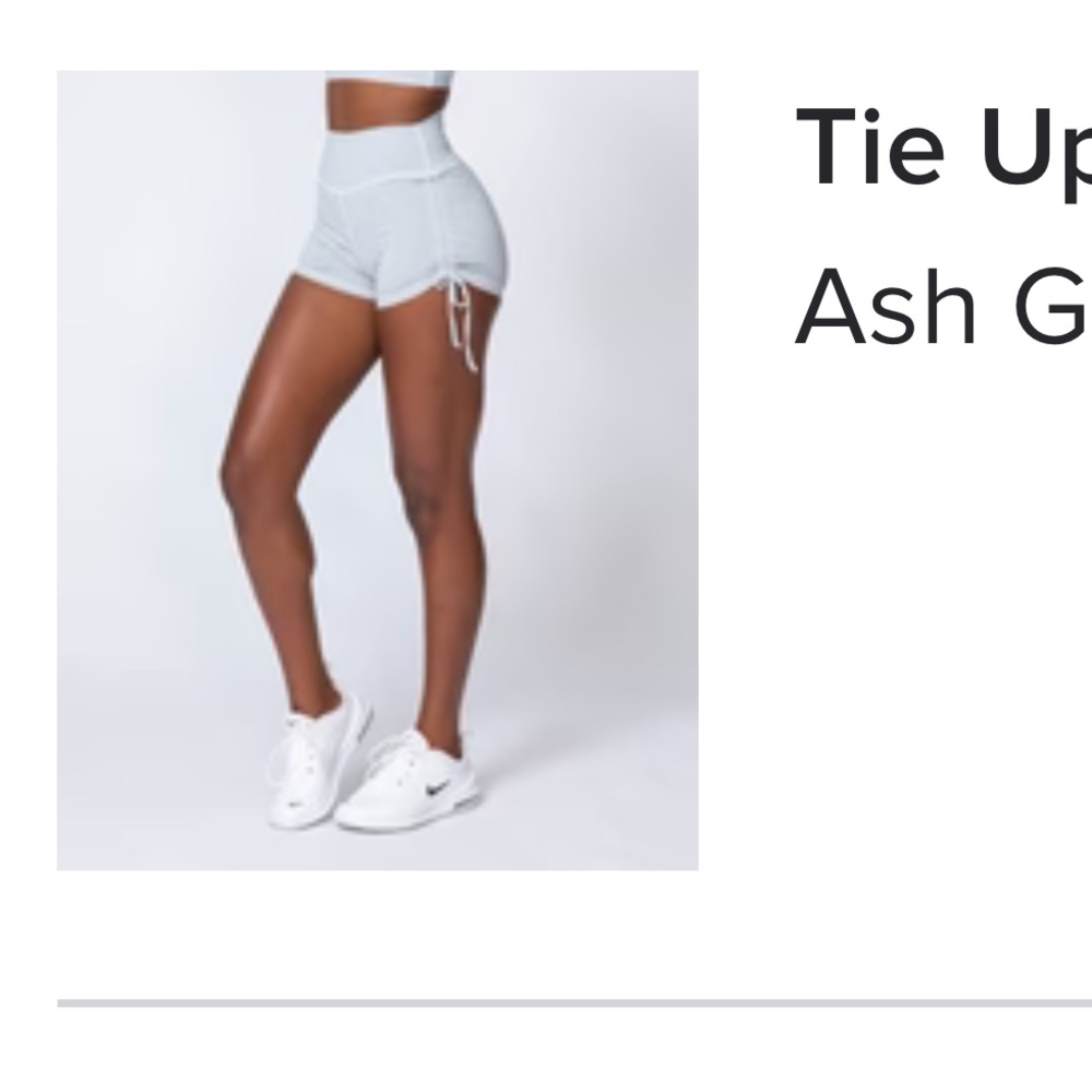 Muscle Nation 💪🏻 Tie Up High Waist Scrunch Shorts Ash Grey - Medium